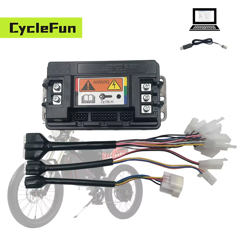Contrôleur de vélo électrique à onde sinusoïdale sans balais Votol EM50-4 800W-2KW 48V-72V avec câbl