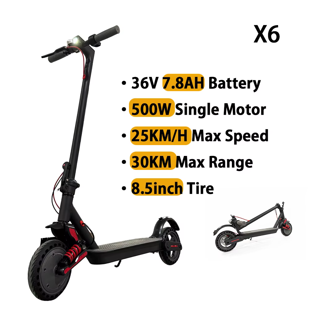 Nouvelle trottinette électrique X6 pour adultes, 500W de puissance, trottinette électrique avec doub