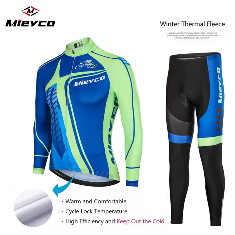 Hommes hiver vêtements de cyclisme thermique polaire à manches longues Maillot ensemble chaud respir