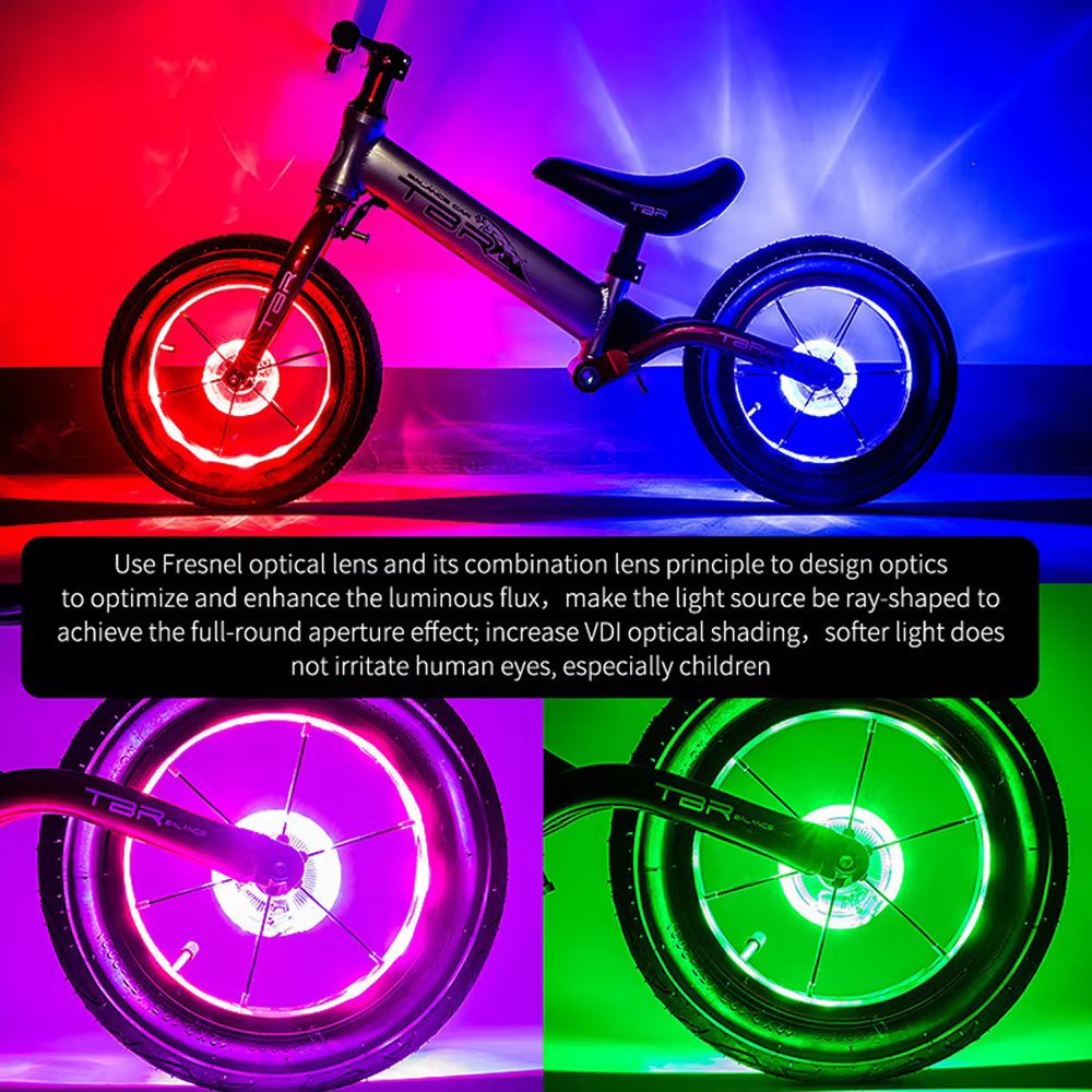 Lumière de vélo LED roue lumière vélo avant queue moyeu rayon une lampe avec 7 couleurs 18 Modes Rec