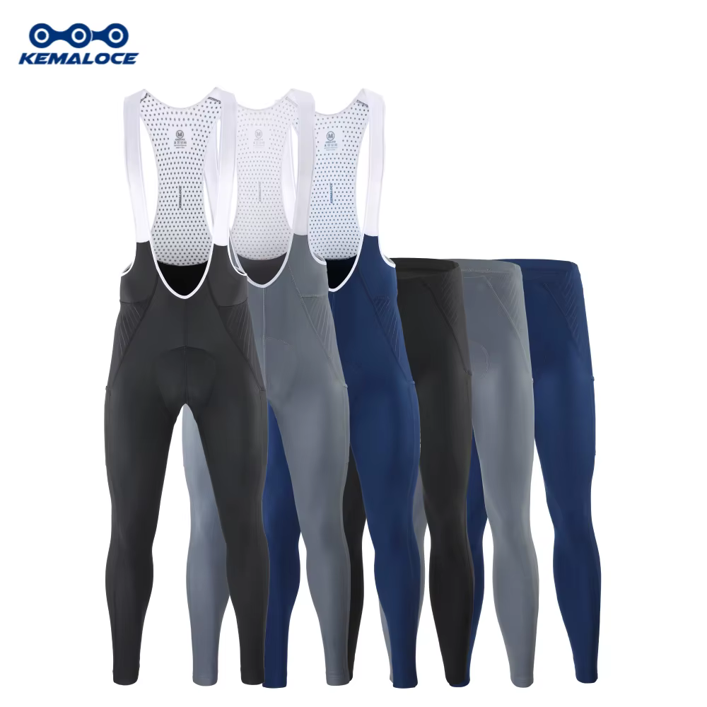 KEMALOCE-Pantalon à bretelles de cyclisme pour homme avec poches latérales, pantalon de vélo long no