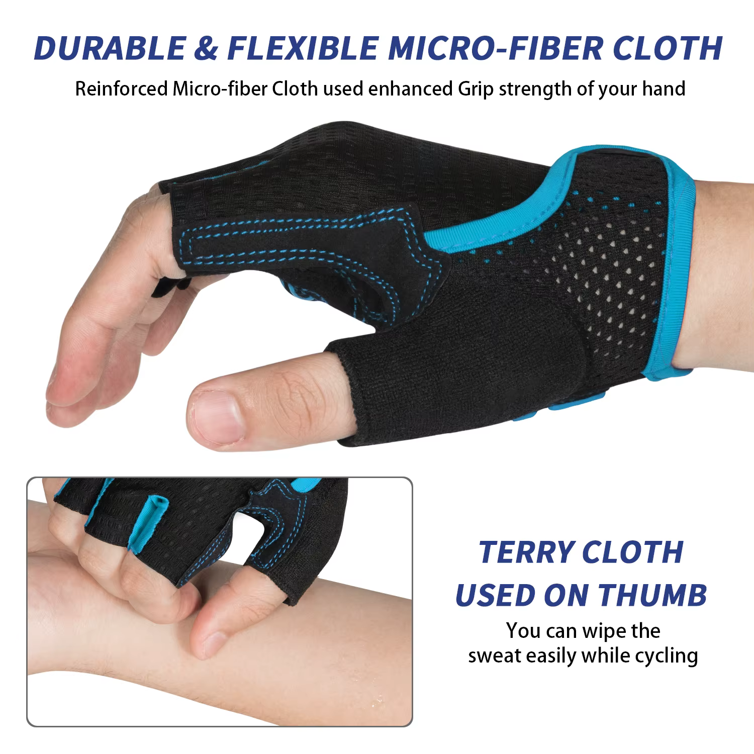 Gants de vélo de montagne MOREOK, demi-doigts, avec coussinets en gel de silicone de 5 mm, antichoc,