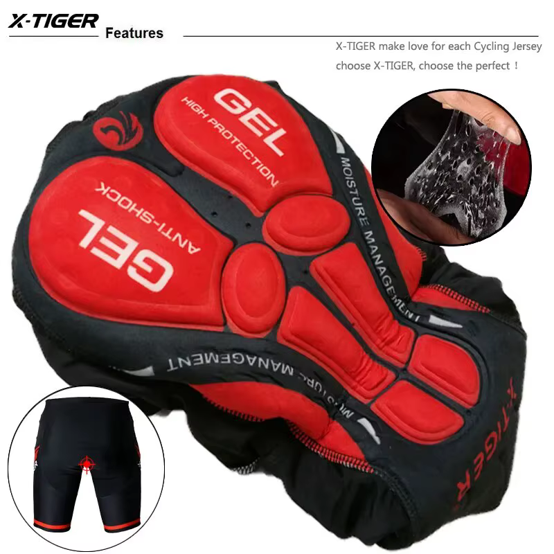 X-TIGER Cyclisme Shorts Hommes Gel Pad Vélo Vêtements VTT Vélo De Route Pantalon Anti-ald Jambe Poig