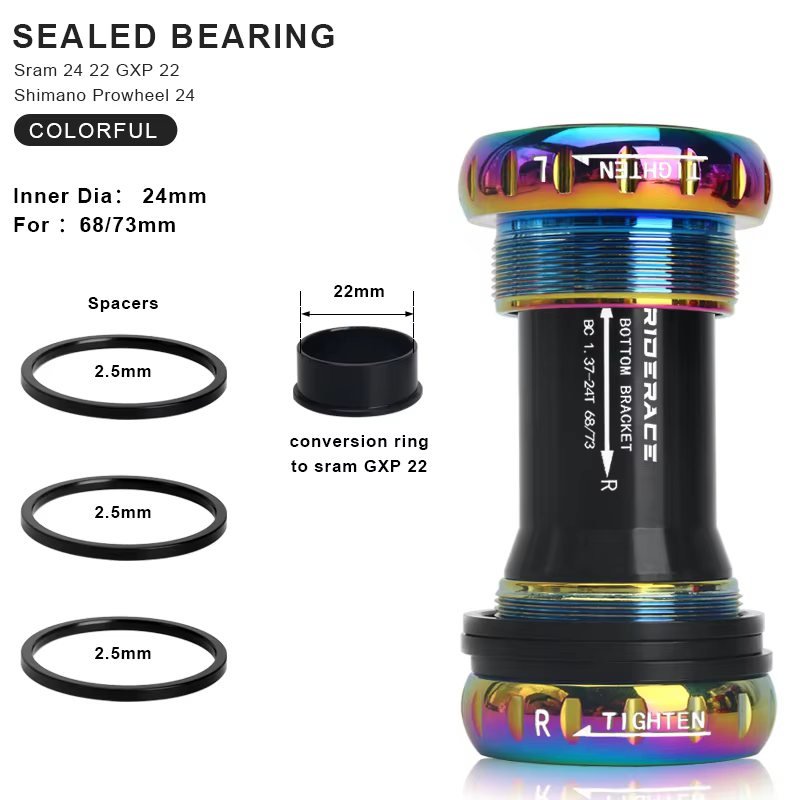 Support de pédalier de vélo, roulement scellé 24 22 MM BB SET BB68/73 vtt, Kit de filetage pour SRAM