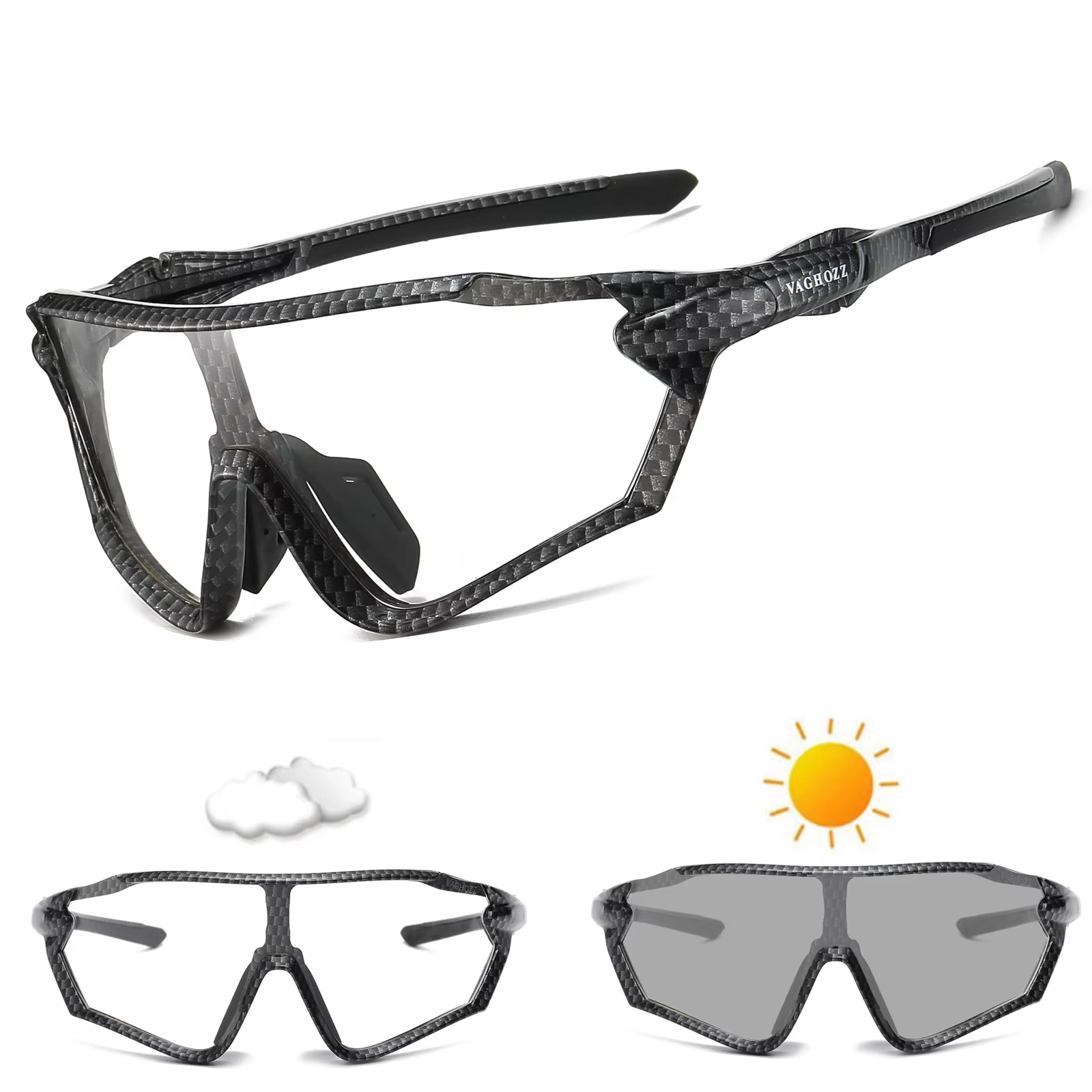 VAGHOZZ flambant neuf UV400 et lunettes de cyclisme photochromiques lunettes de soleil en plein air