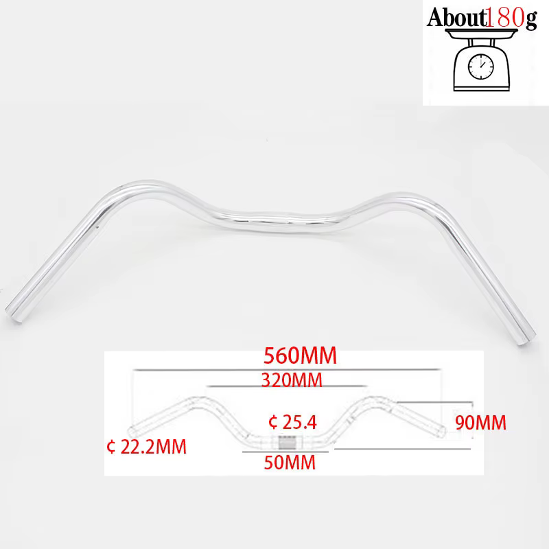 Guidon de vélo en alliage d'aluminium, guidon incurvé, poignées horizontales, grandes hirondelles, p