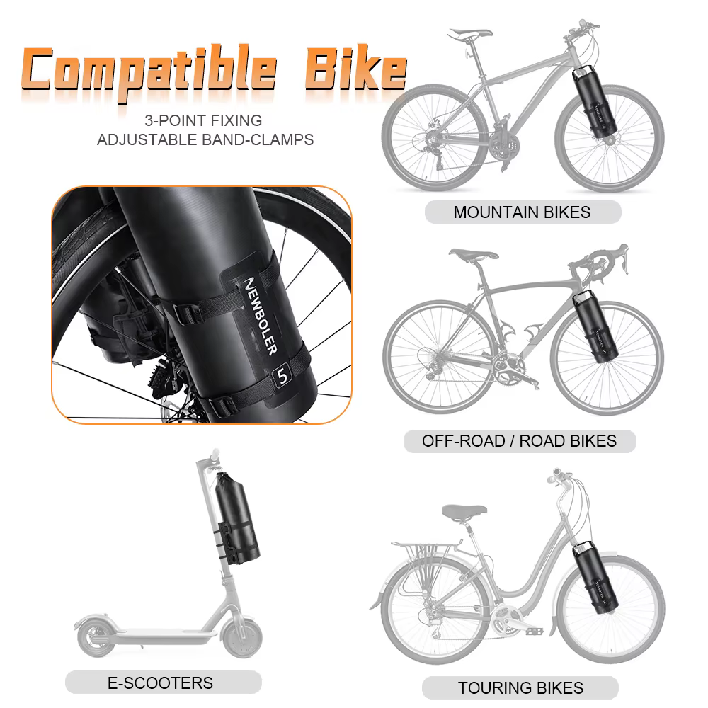 NEWBOLER Portable étanche vélo fourche sac 5L Portable vélo sac Scooter électrique sac vélo avant sa