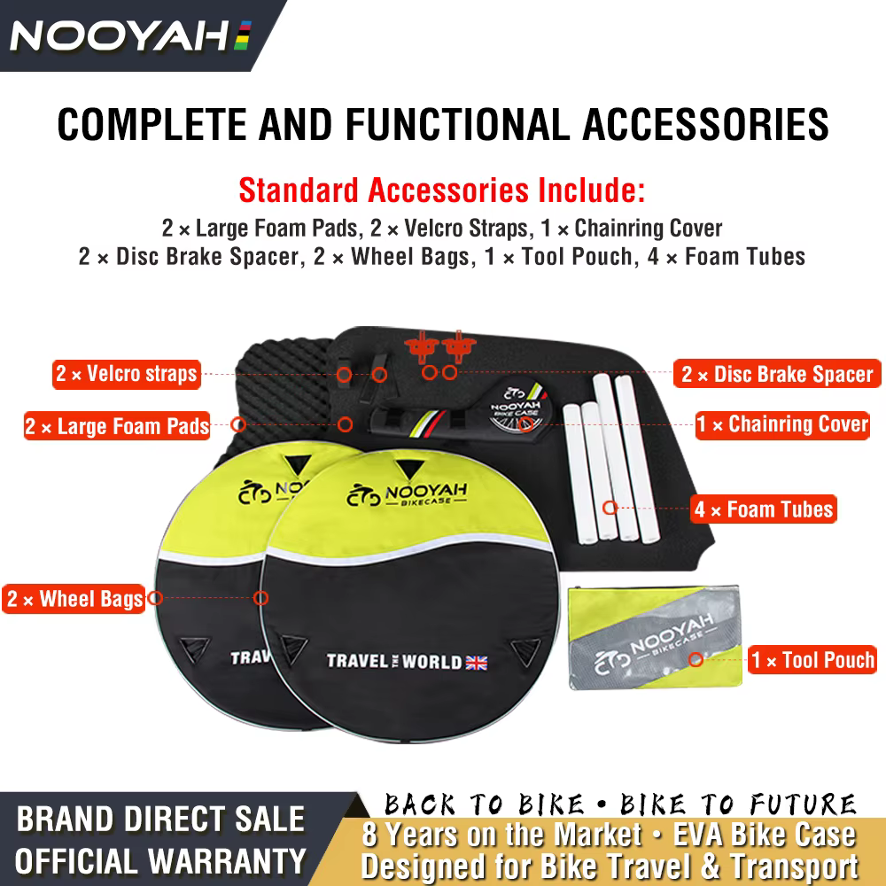 NOOYAH Étui de Voyage pour Vélo EVA Sac de Vélo pour Transport Vélo EVA Hard-Shell Accessoires de Vé