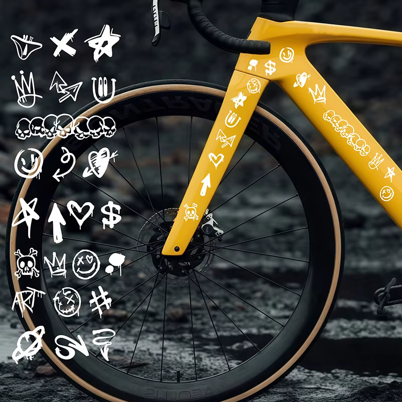 Autocollants de vélo Graffiti crâne pour cadre de vélo, Tube supérieur, autocollants réfléchissants