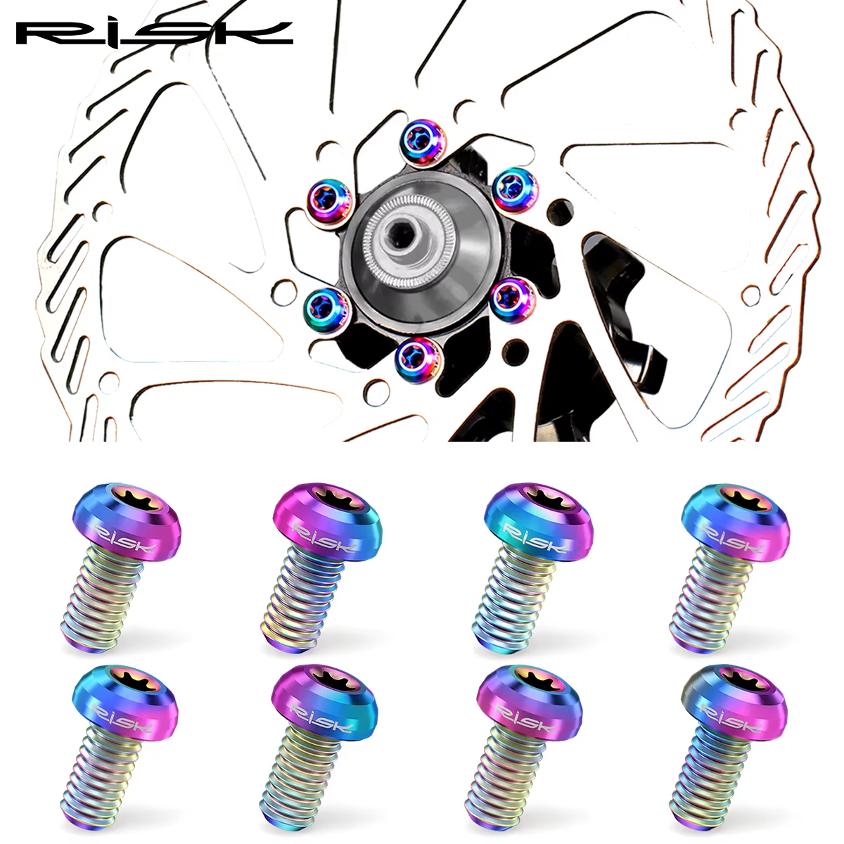 Risque 12 pièces M5 * 10MM vélo frein à disque Rotor boulons de fixation TC4 titane vélo vtt vélo ul