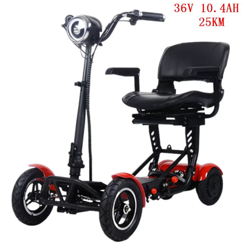 Trottinette électrique pliable à quatre roues pour personnes âgées, avec accoudoirs confortables, si
