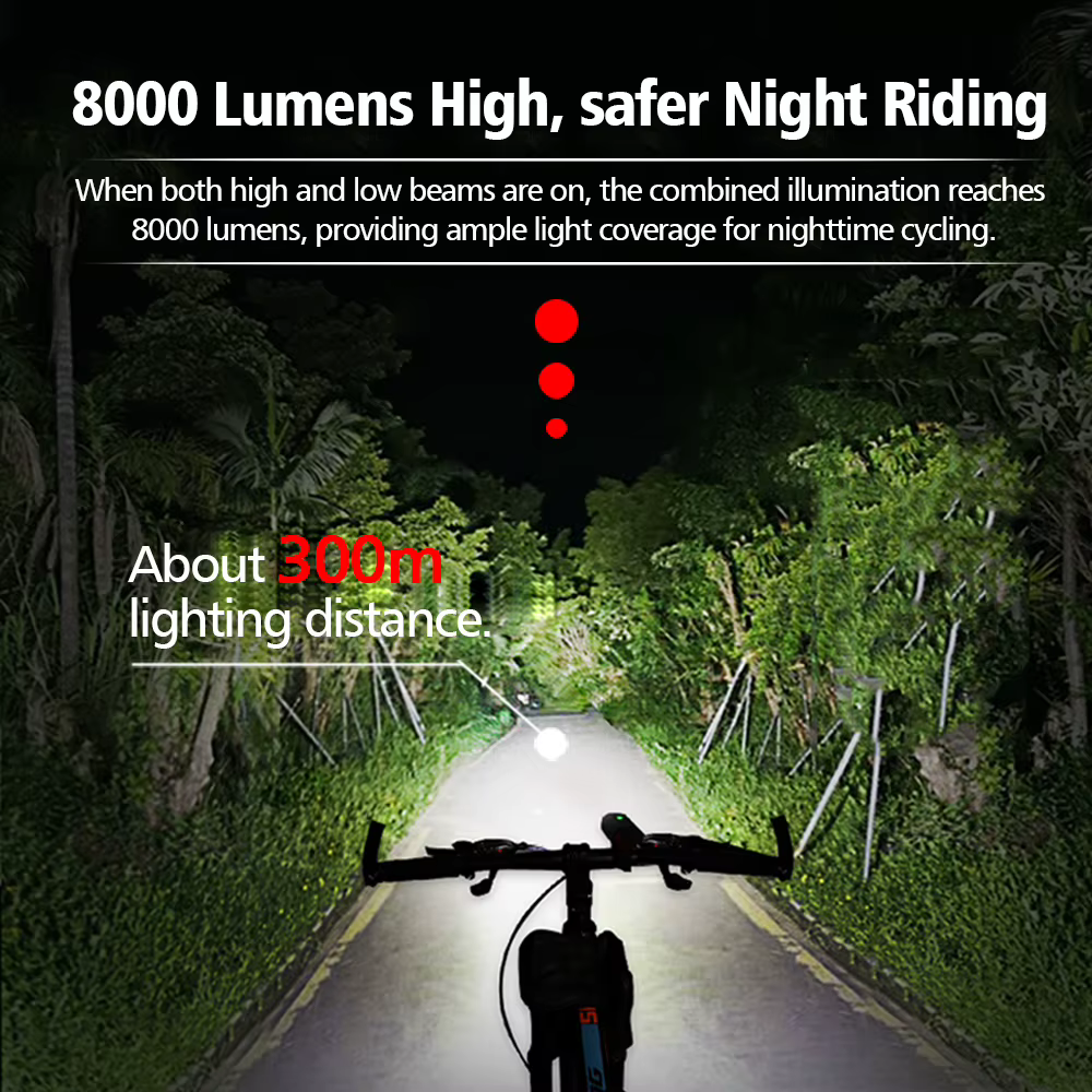 NEWBOLER – feu avant de vélo 8000mAh, 8000 lumens, étanche, chargeur USB, lampe de cyclisme sur rout
