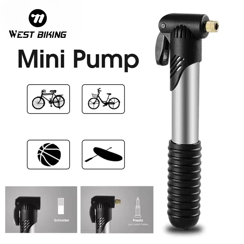 WEST BIKING – Mini pompe à vélo Portable, pompe à Air manuelle, gonfleur de pneus à bille, Valve Sch