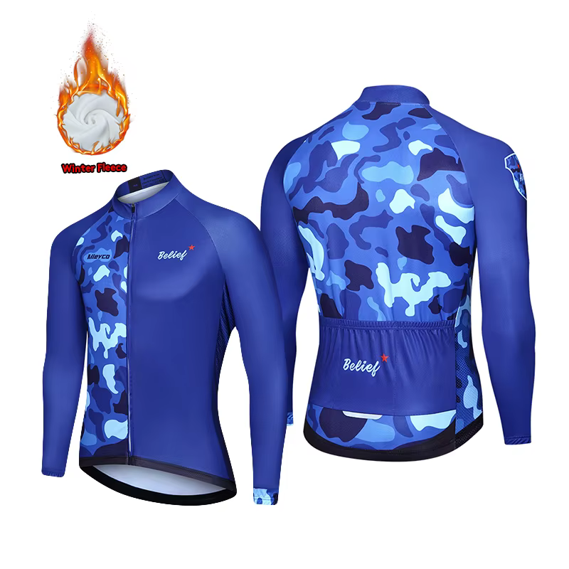 Maillot de cyclisme thermique d'hiver pour hommes, chemises de cyclisme pour vêtements de vélo de ro