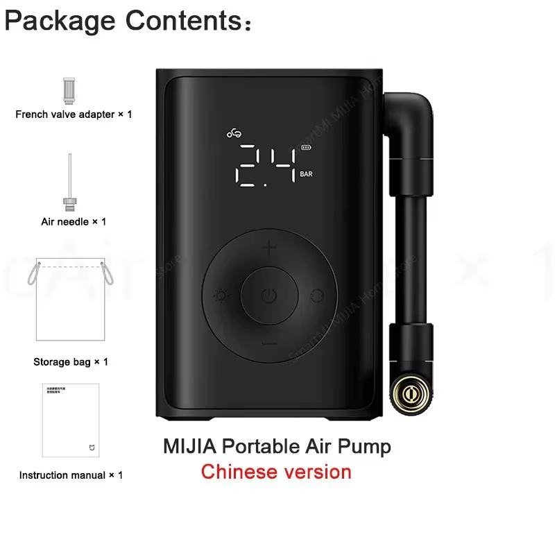 XIAOMI MIJIA Compresseur d'air électrique portable 150 PSI, 2000 mAh, détection de pression des pneu