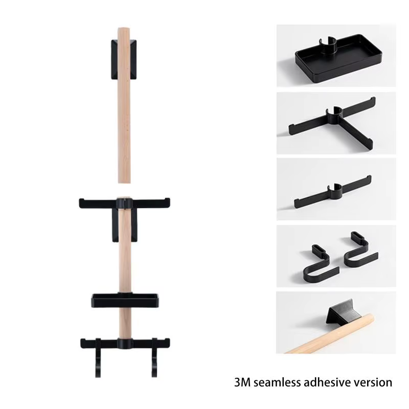 Support mural pour vélo en bois de hêtre, 1 ensemble, avec rangement pour casque, design gain de pla