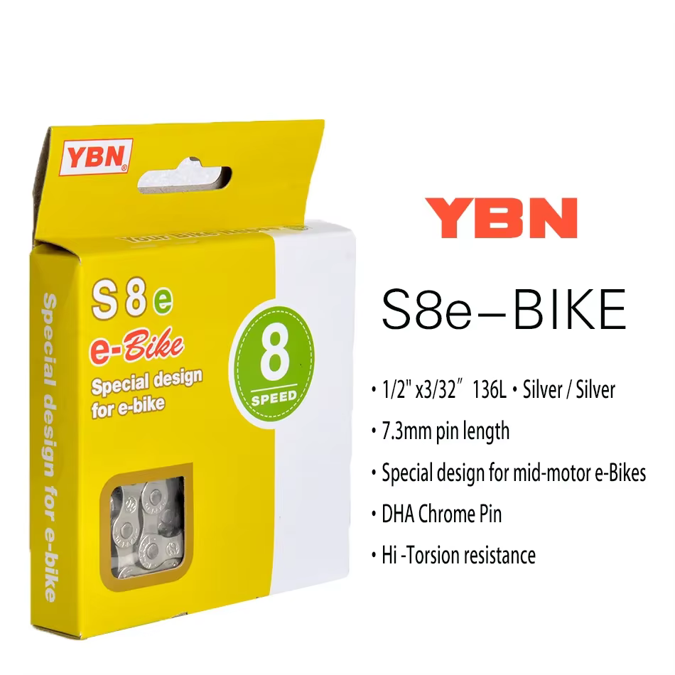Chaînes de vélo électrique YBN 8/9/10/11/12 vitesses, conception spéciale pour les systèmes de vélos