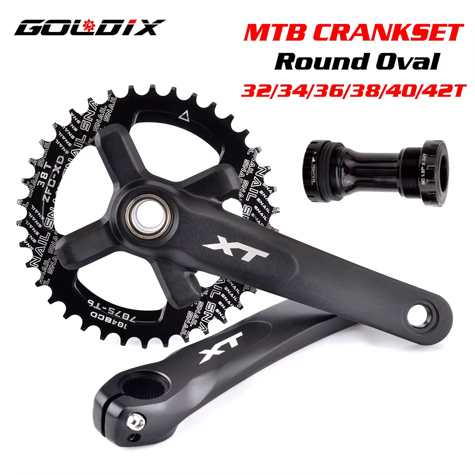 XT – pédalier de vélo en alliage d'aluminium, 104BCD, 170mm, 175mm, noir, rond, ovale, 32T, 34T, 36T