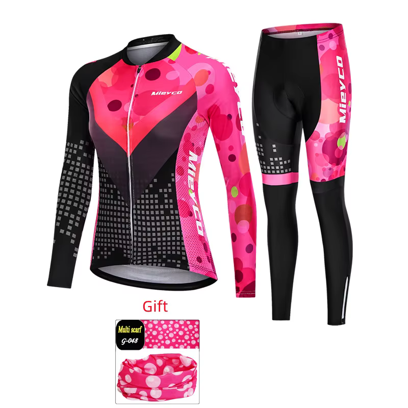 Ensemble de cyclisme pour femme : Maillot et pantalon longs pour VTT – Vêtements de sport pour femme