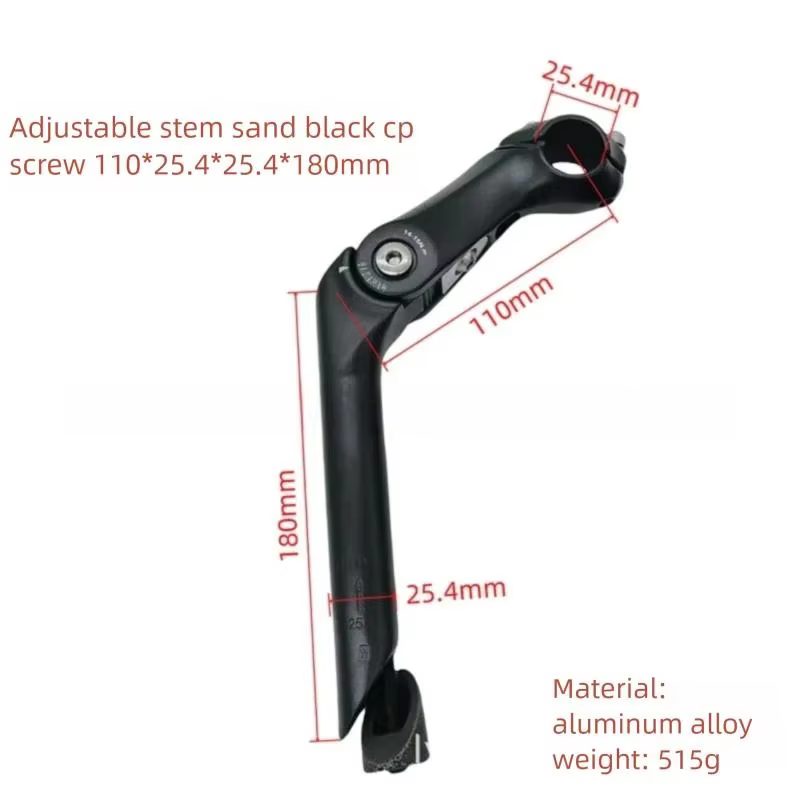Potence de vélo réglable 110 mm 25,4 mm, rehausseur de guidon 0-60 degrés pour VTT et vélo de route