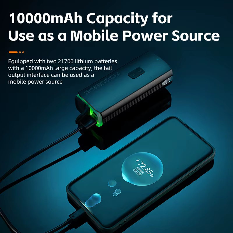 ROCKBROS 3000LM lumière de vélo type-c charge lampe avant 10000mAh lumière de vélo IPX6 alliage d'al
