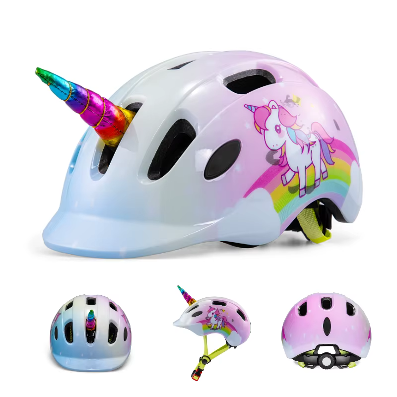 Casque de vélo pour enfants léger ventilé mignon licorne fille Sports de plein air Skateboard équili