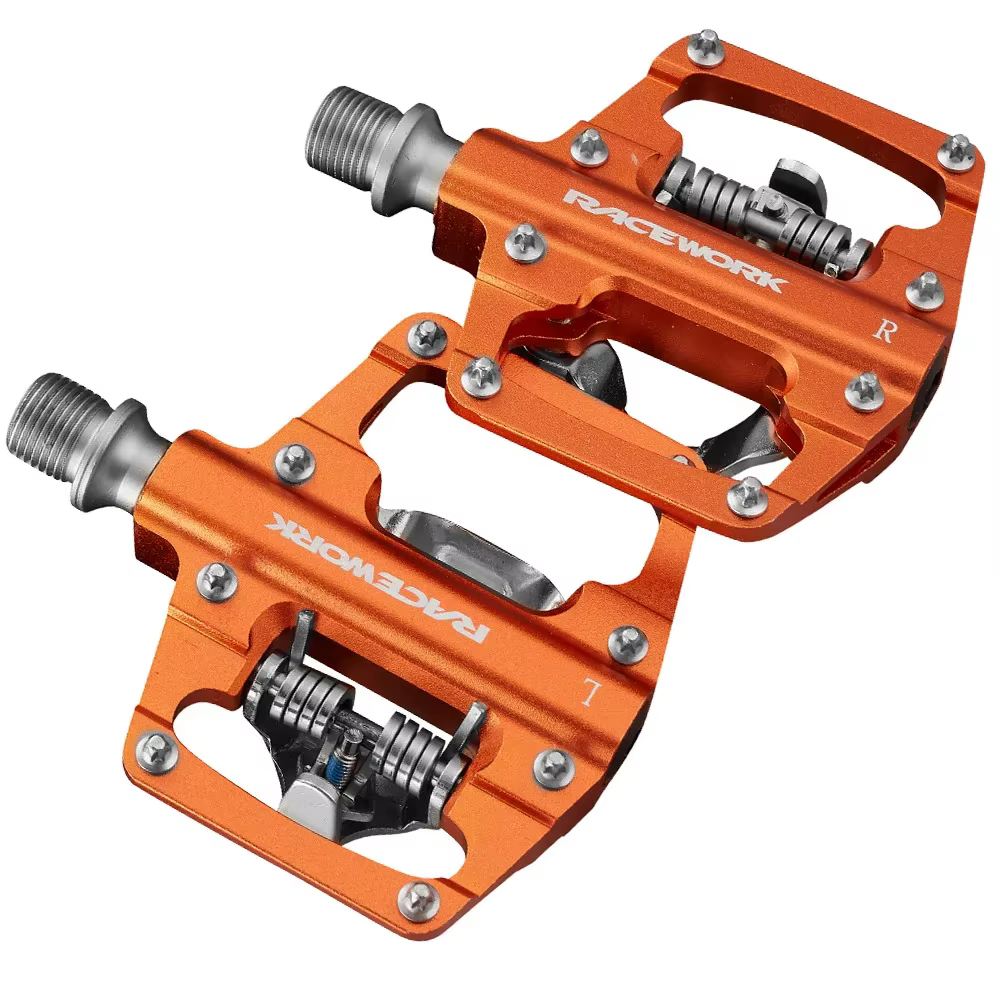 RACEWORK vtt SPD pédales double face plate-forme autobloquante pédales de vélo pour vélo de montagne