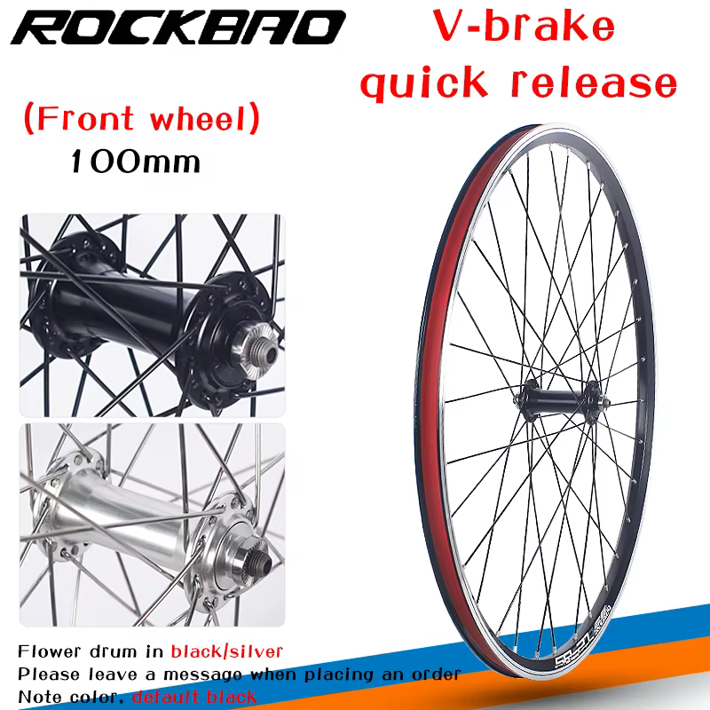 Jeu de roues de VTT ROCKBAO 24/26 pouces, frein à disque/roue libre, 2 roulements, 100x135 mm, 26 po