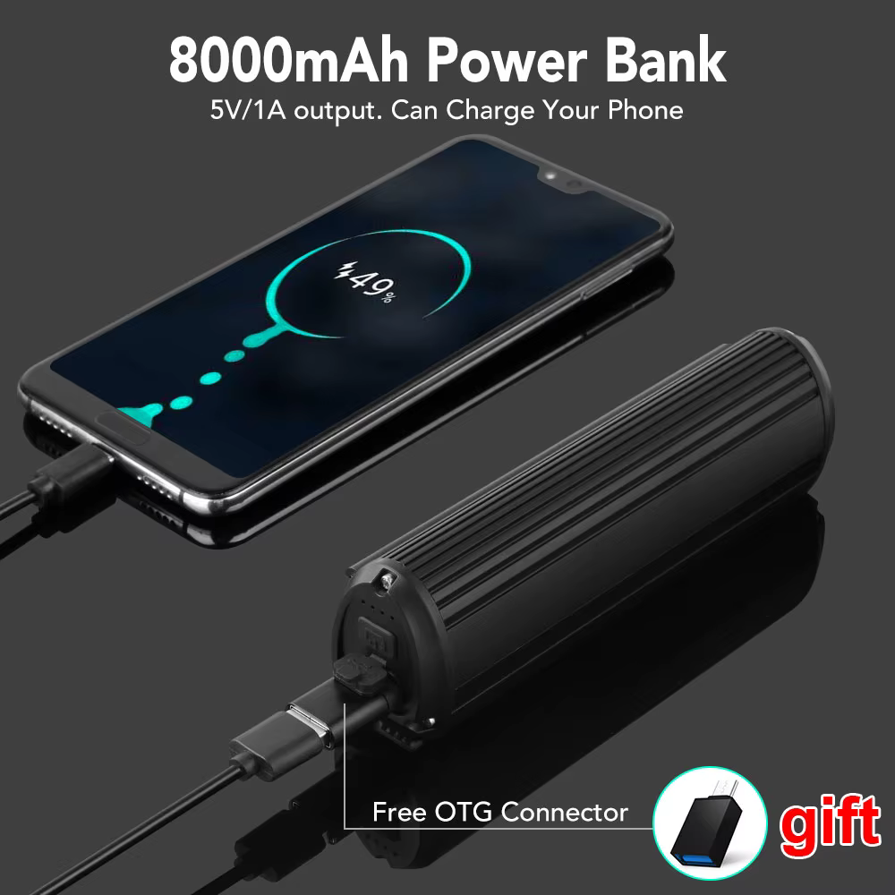 NEWBOLER vélo lumière avant 6000 Lumen vélo lumière 8000 mAh étanche lampe de poche USB charge vtt r