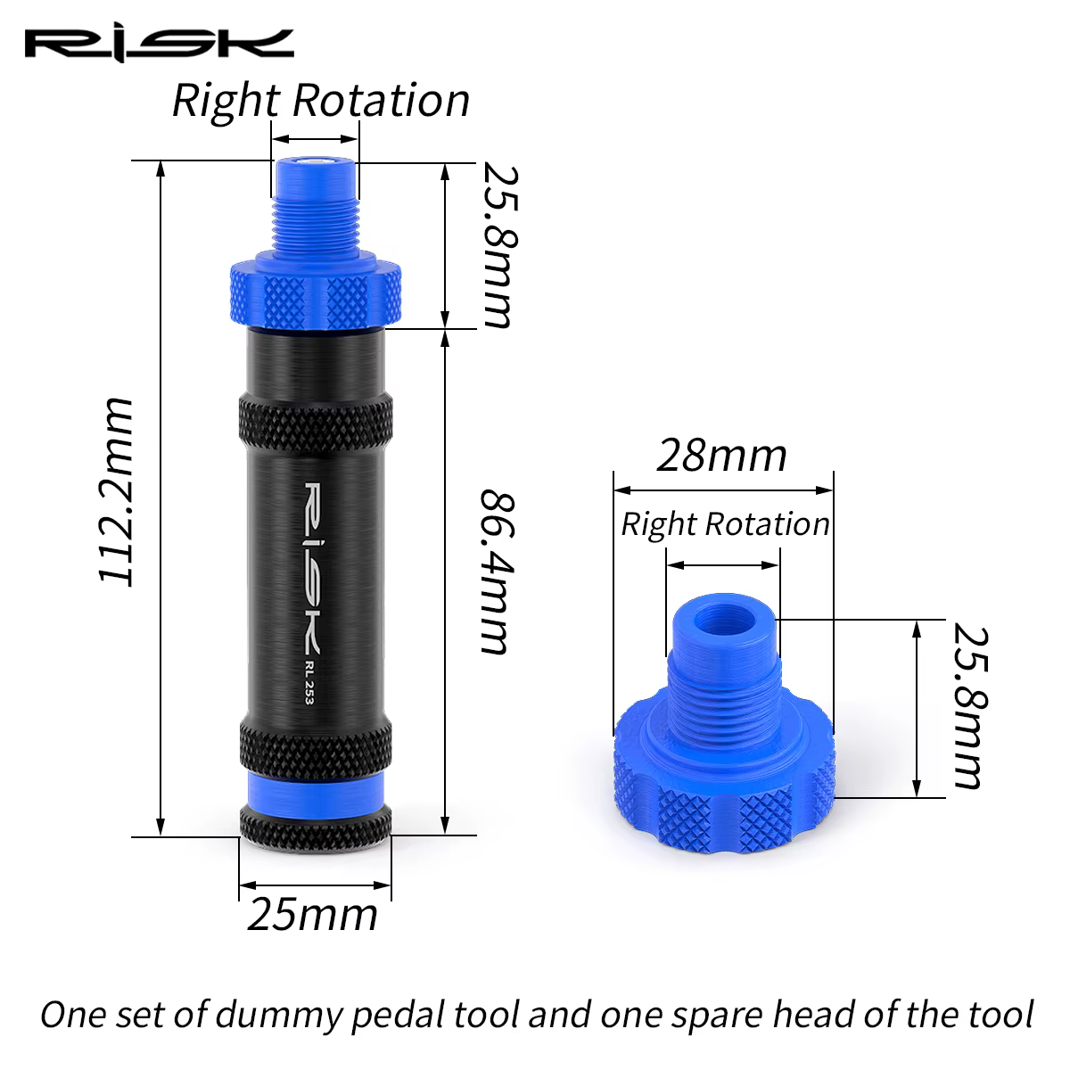 RISK – outil de réparation de pédale factice filetée pour vélo, pour transmission