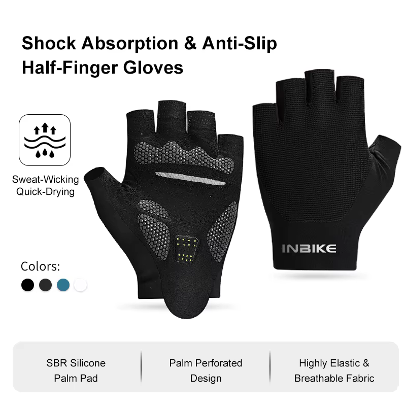 INBIKE demi doigt gants de cyclisme 2025 été unisexe respirant amorti résistant à l'abrasion vtt rou