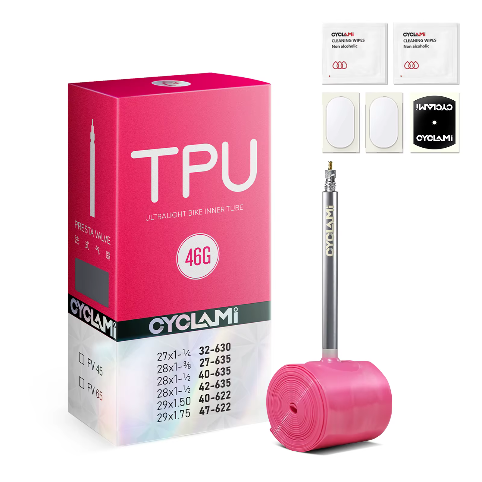 CYCLAMI – chambre à air de vélo de route en gravier, 700x32/47C, matériau TPU, pneu 45mm 65mm de lon