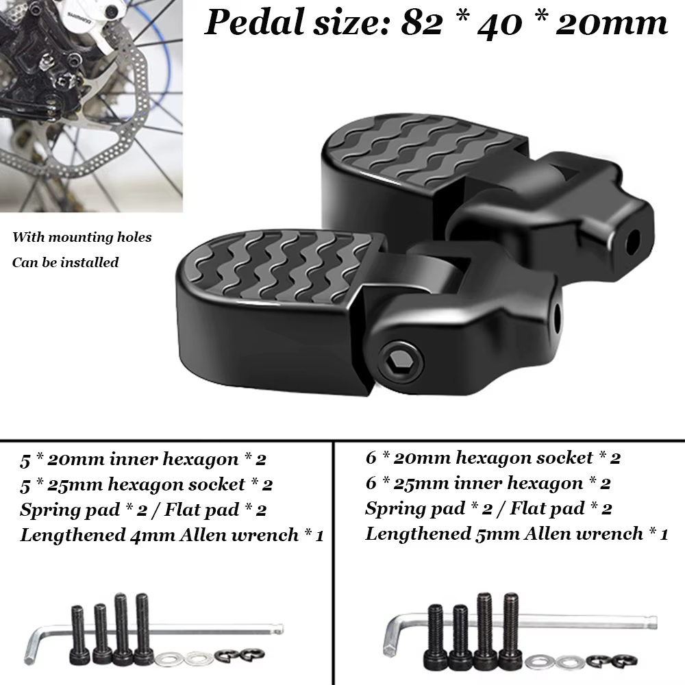 Pédale arrière pliante pour vélo électrique, roue arrière, poteau universel pour prêt Tatsur pied, V