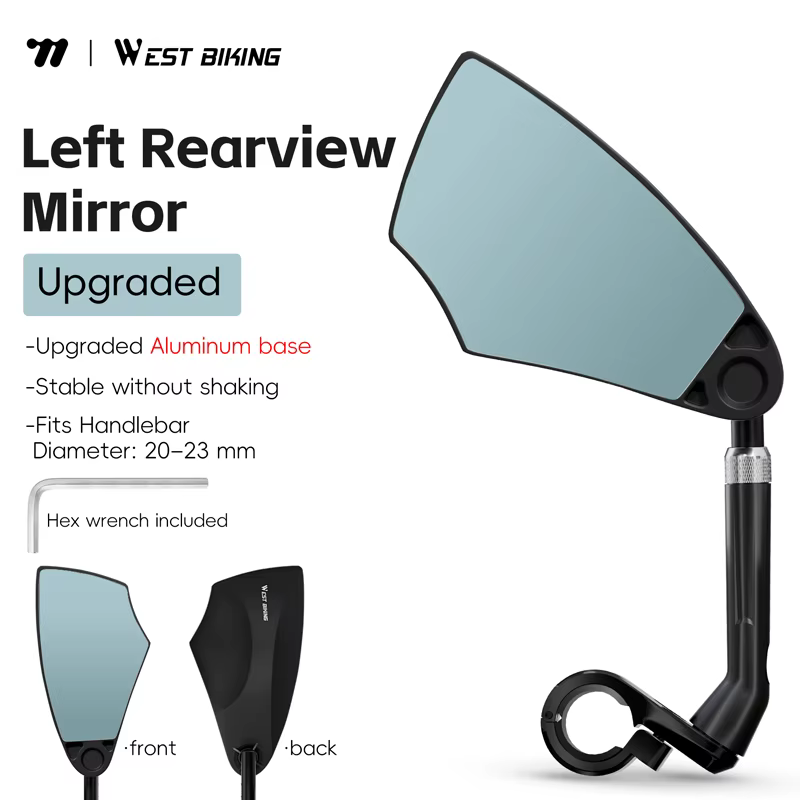 WEST BIKING – rétroviseur de vélo Anti-éblouissement, télescopique, Flexible, grand Angle 360, pour
