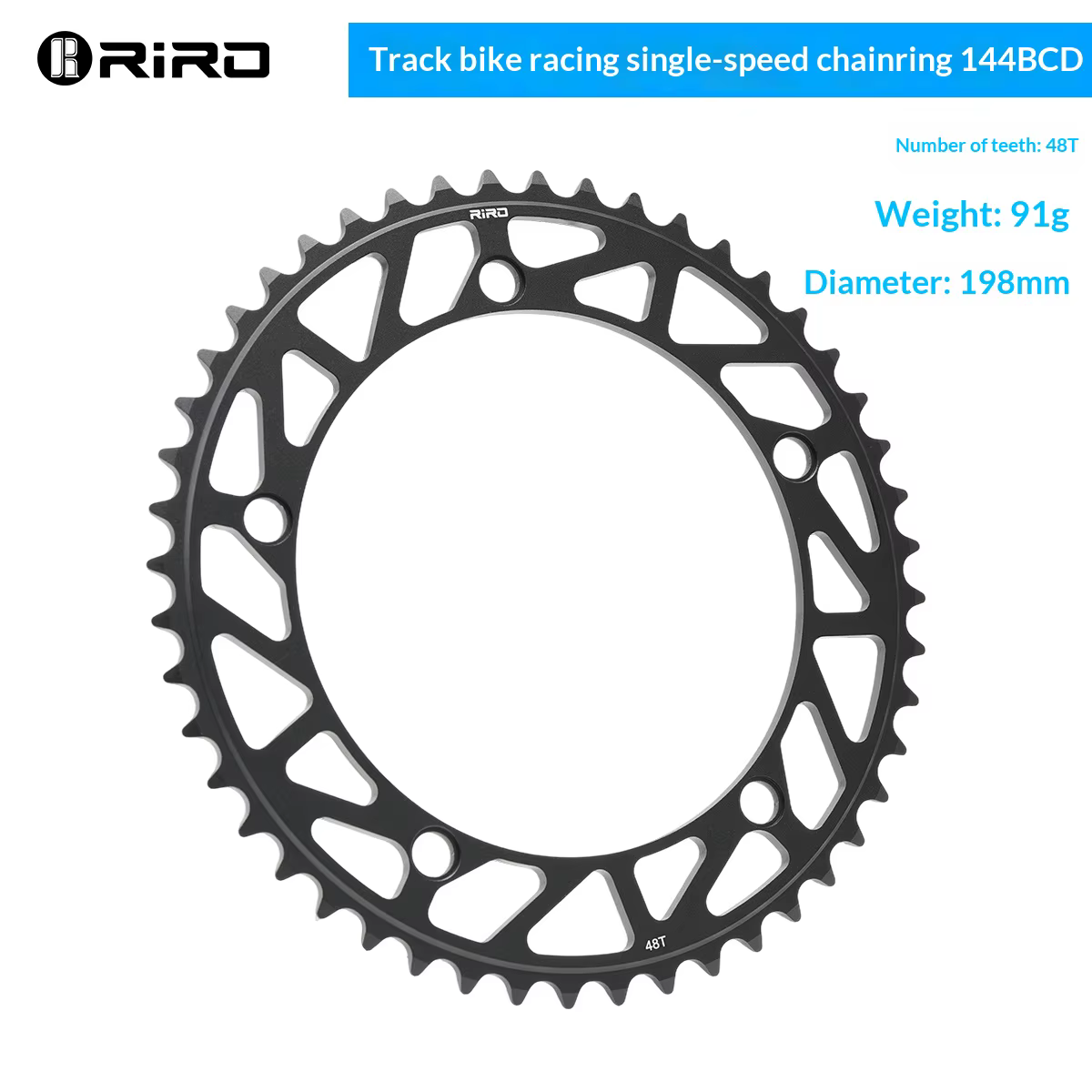 Plateau de pédalier de course RIRO 144BCD - Options 48T 49T 51T, design léger à découpe, chaîne simp