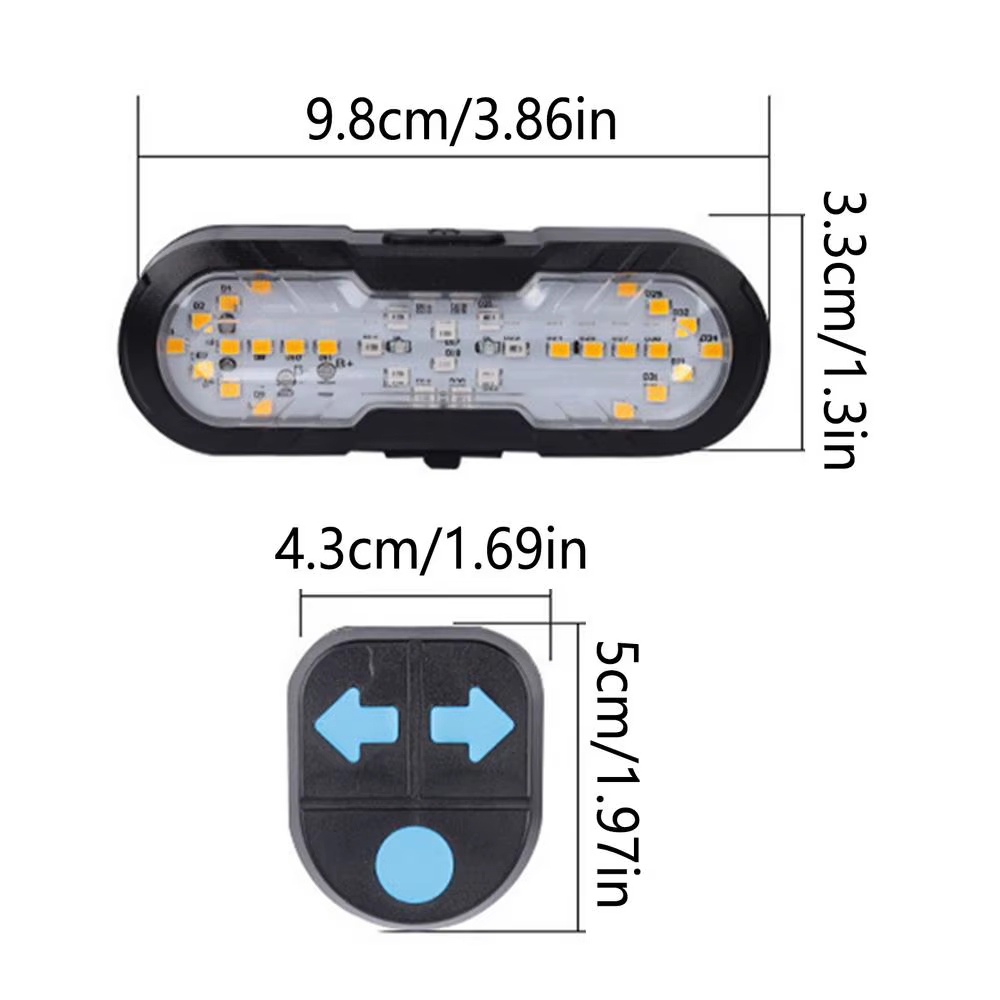 Clignotants pour vélos, 1200 mAh, signaux de sécurité avec télécommande, feux de direction de protec