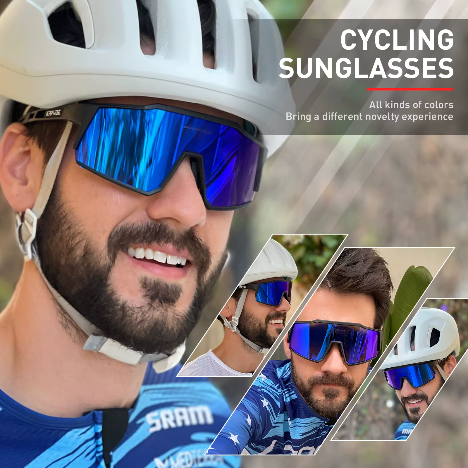 Kapvoe lunettes de cyclisme vélo lunettes de cyclisme en plein air UV400 cyclisme lunettes de soleil