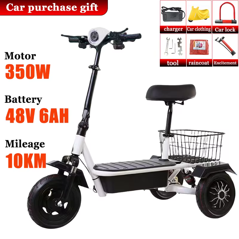 Mini adulte Portable avec panier Scooter électrique personnes âgées trajet Tricycle électrique ménag