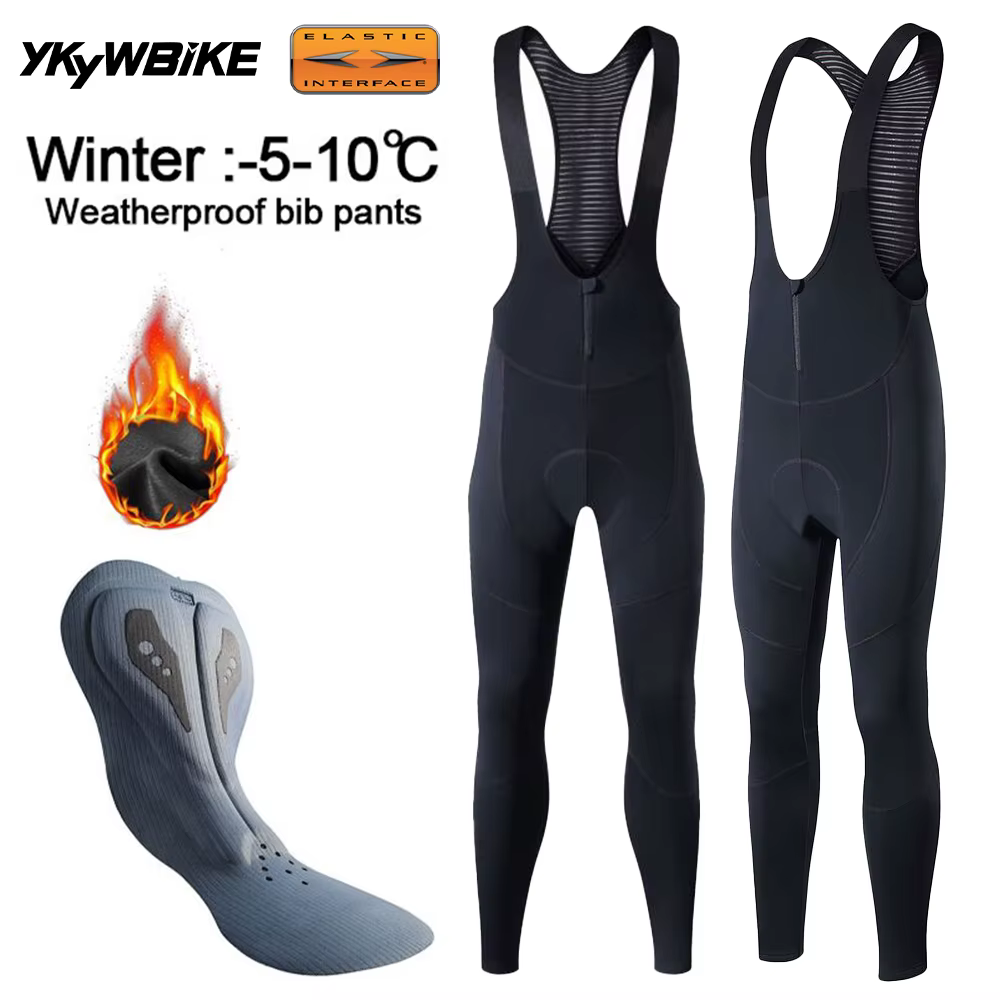 Ykywbike hommes hiver thermique polaire cyclisme cuissard collants VTT Ykk fermeture éclair cyclisme