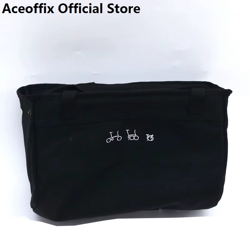 Sac en toile pliable pour vélo Bromsilice, panier style rétro avec cadre intérieur 35.5x25.5cm