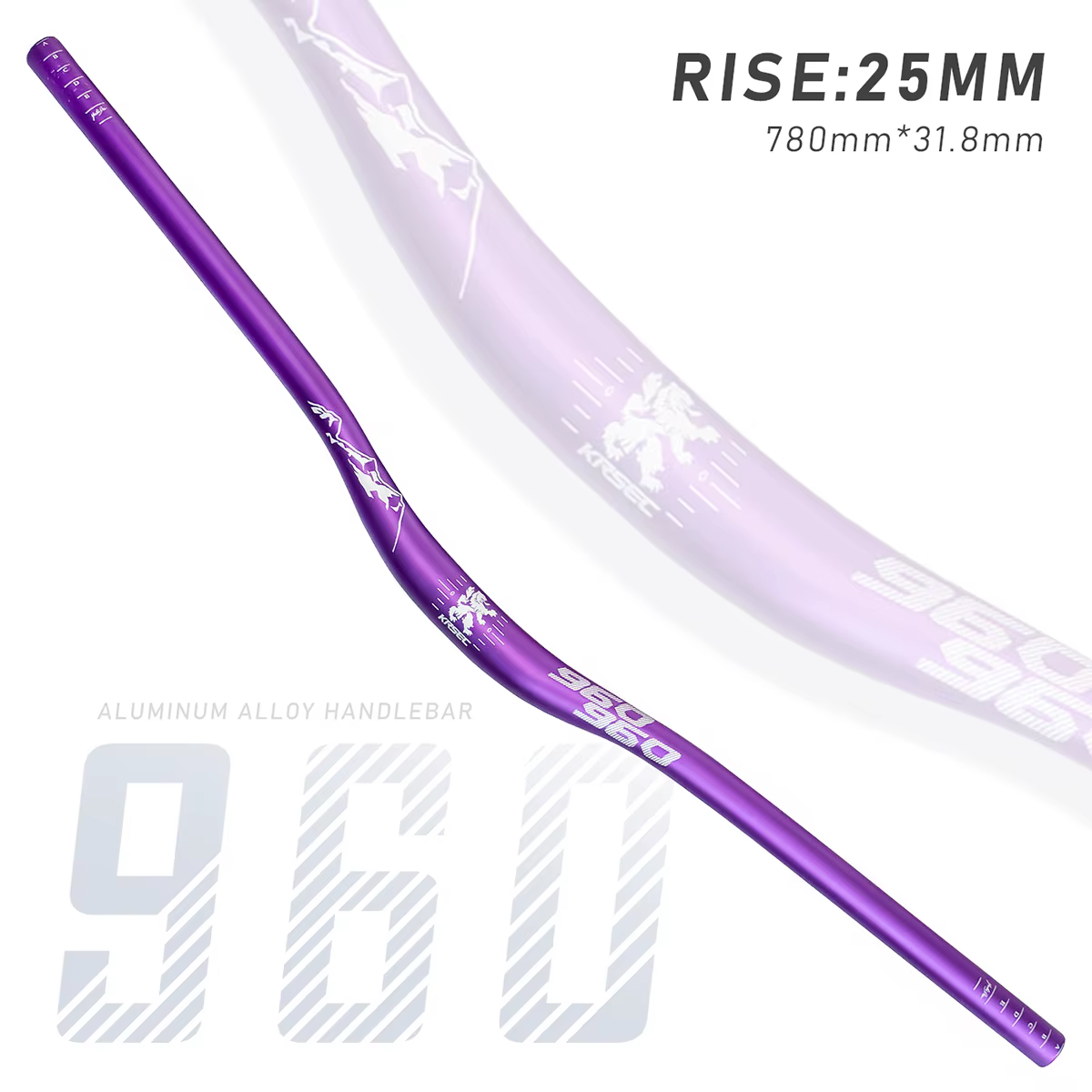 Guidon de vélo de montagne KRSEC31.8MM en alliage d'aluminium, guidon surélevé pour vélo, 25MM de ha