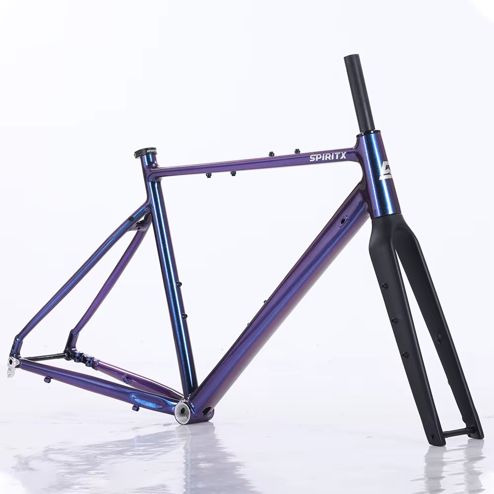 Cadre de vélo de route 43cm/47cm/52cm, axe traversant, cadre de vélo en gravier, fourche avant en Fi