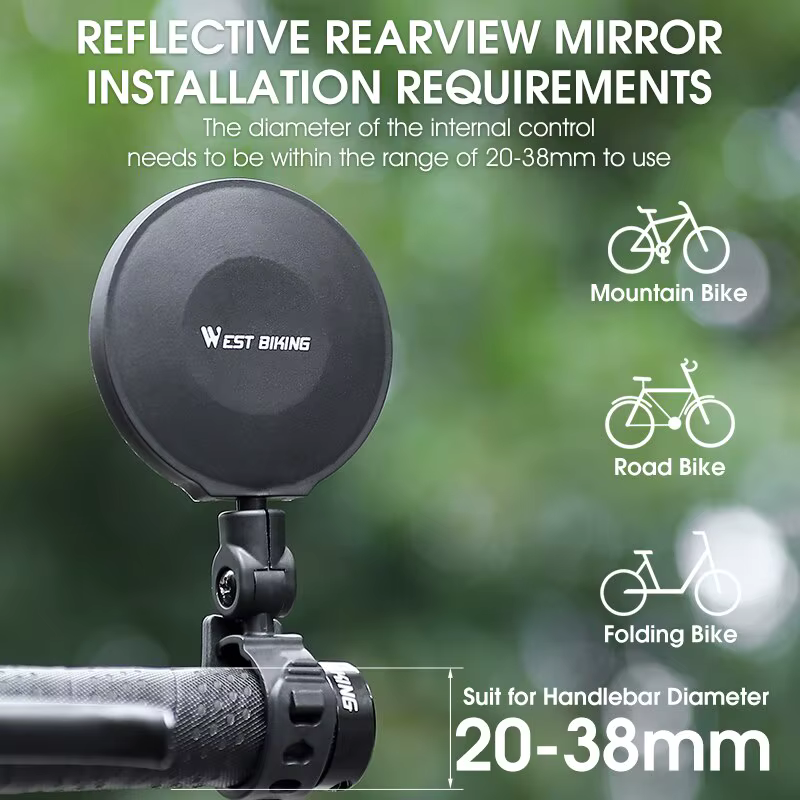 WEST VÉLO Universel Vélo Rétroviseur 360 Degrés Réglable Rétroviseur Vélo Accessoires Vélo Guidon Mi