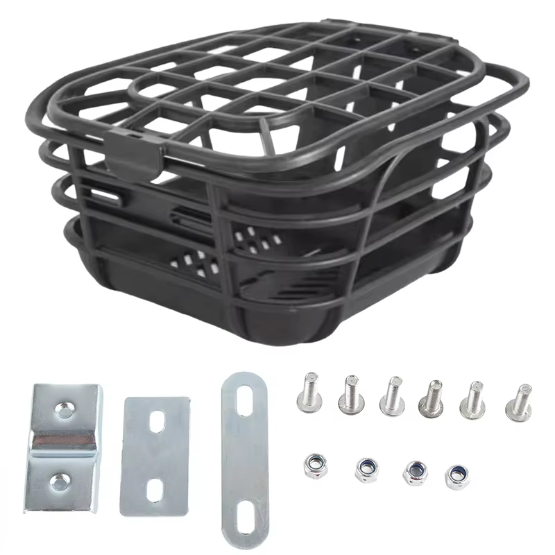 Panier de vélo anti-extrusion noir ; Grande capacité ; Conception avant amovible ; Convient aux vélo