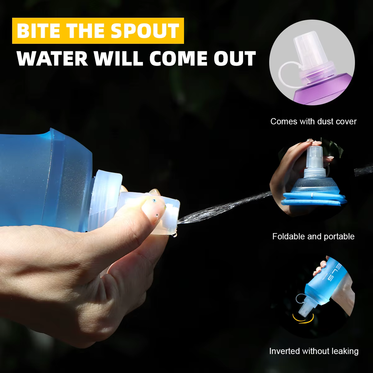 WRELS Sport de plein air bouteille d'eau Camping course vélo doux pliant TPU flacon souple sac d'eau