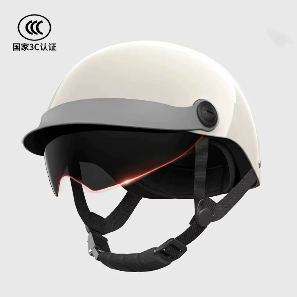 Casque de moto électrique demi-casque certifié 3C pour hommes femmes adultes avec lunettes légères r