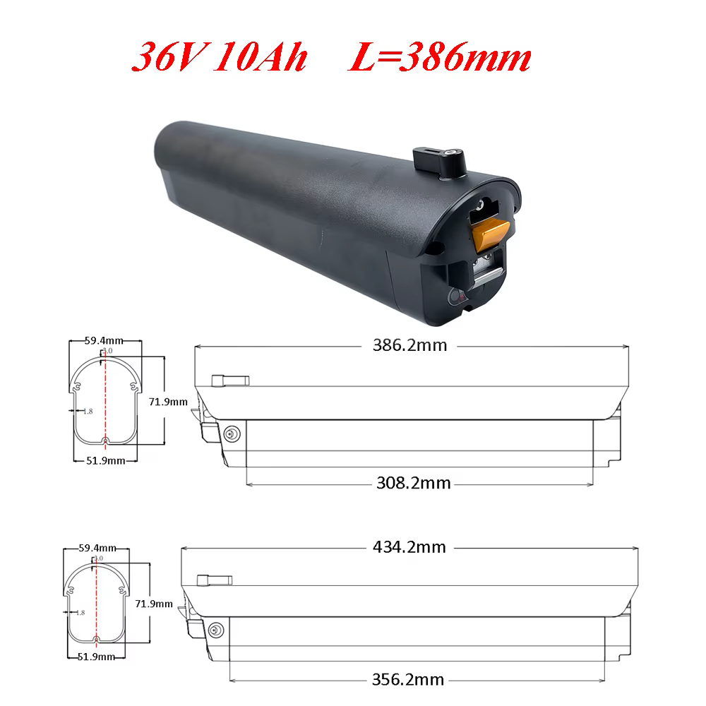 Batterie de vélo électrique Soltera 36V 10Ah 10.5Ah 250W 500W Batteries intube pour cadre de vélo él