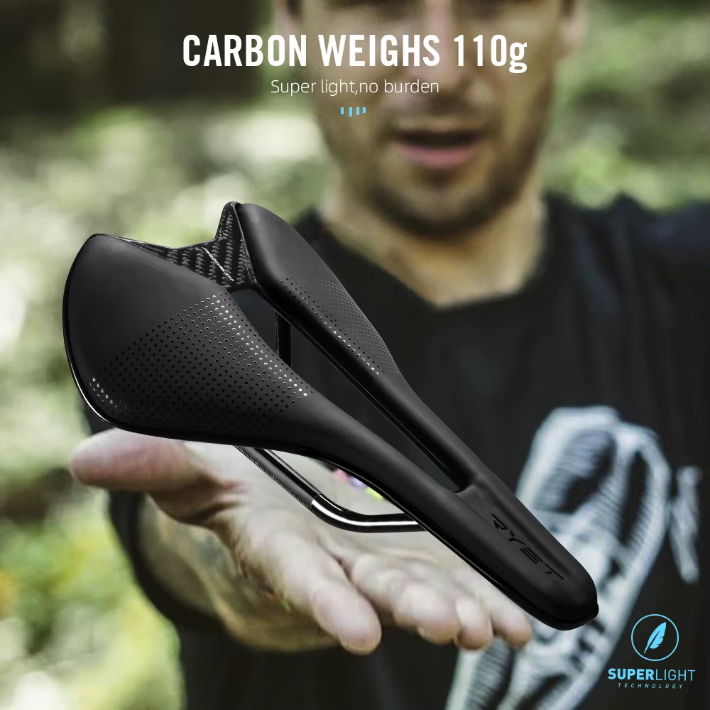 RYET-Selle de vélo super légère entièrement en carbone, siège de vélo de course, siège de vélo de ro