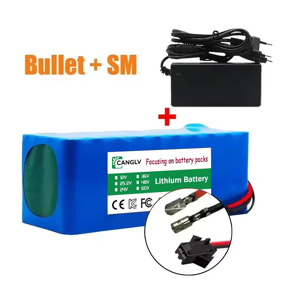 Batterie rechargeable haute capacité 48V 100Ah 13S3P 1000W BMS 54.6V pour vélo électrique et trottin