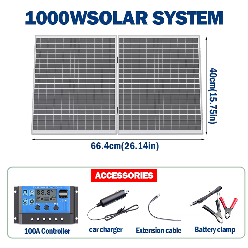 Conception pliable de panneau solaire de 1000 W avec centrale électrique portative à haute efficacit